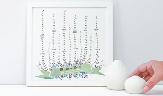 personalised botanical growing family tree