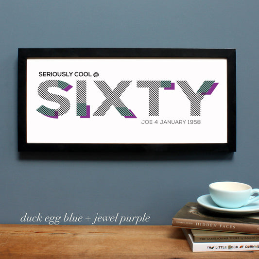 bespoke sixty birthday age, black frame