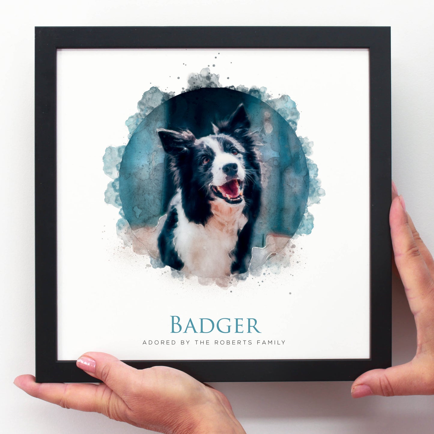 Personalised Dog Watercolour Portrait Framed Print