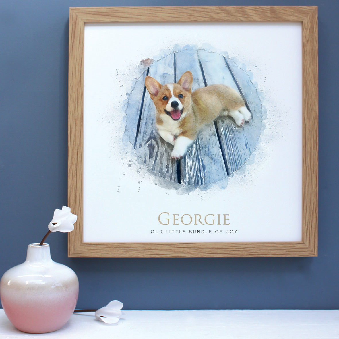 Personalised Dog Watercolour Portrait Framed Print