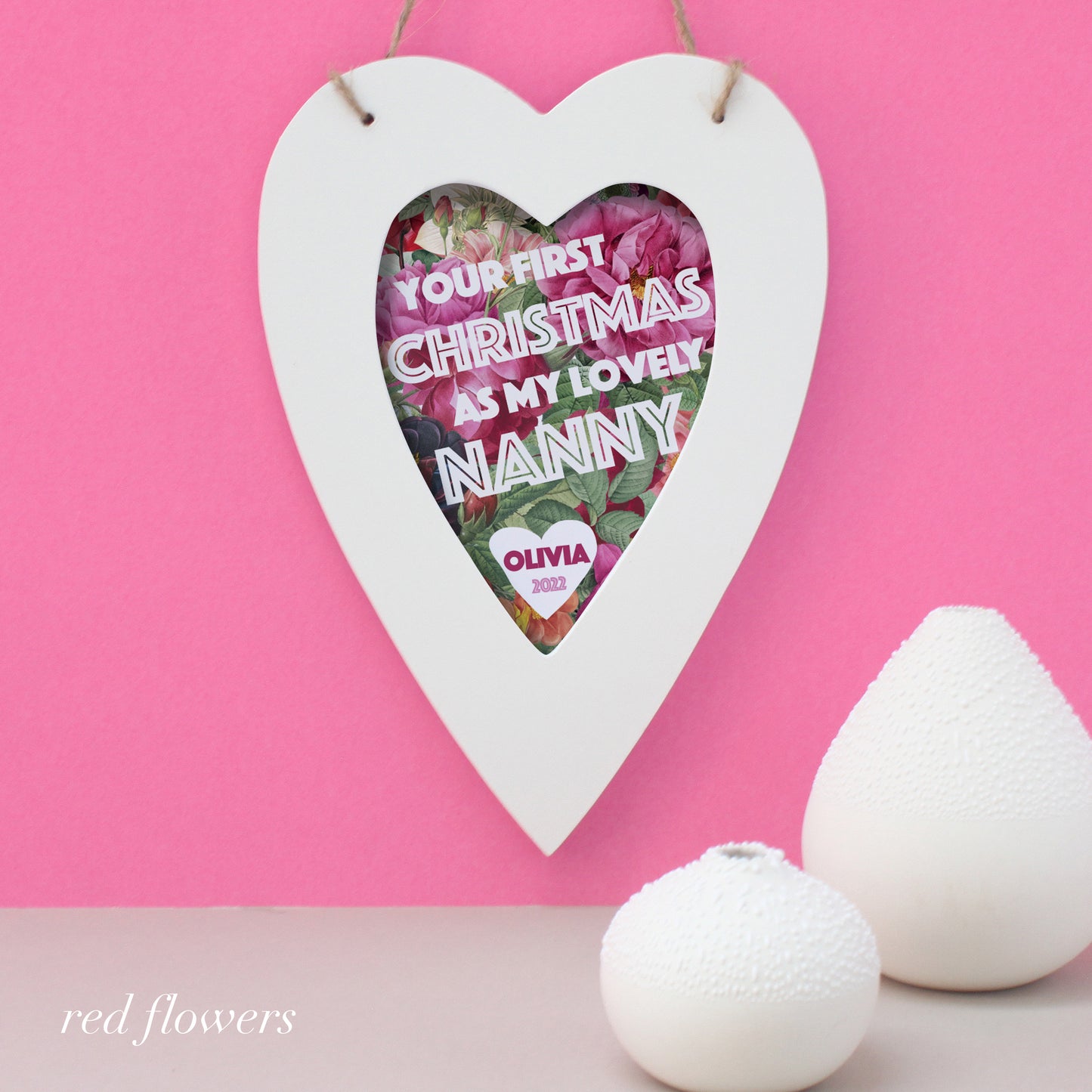 Personalised Nanny First Christmas Heart