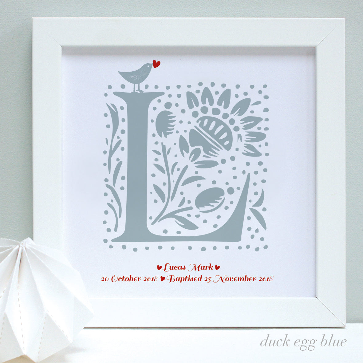 Personalised New Baby Letter Framed Print