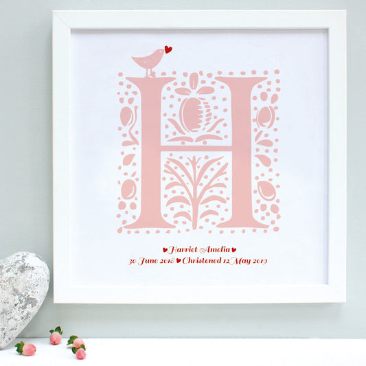 Personalised New Baby Letter Framed Print