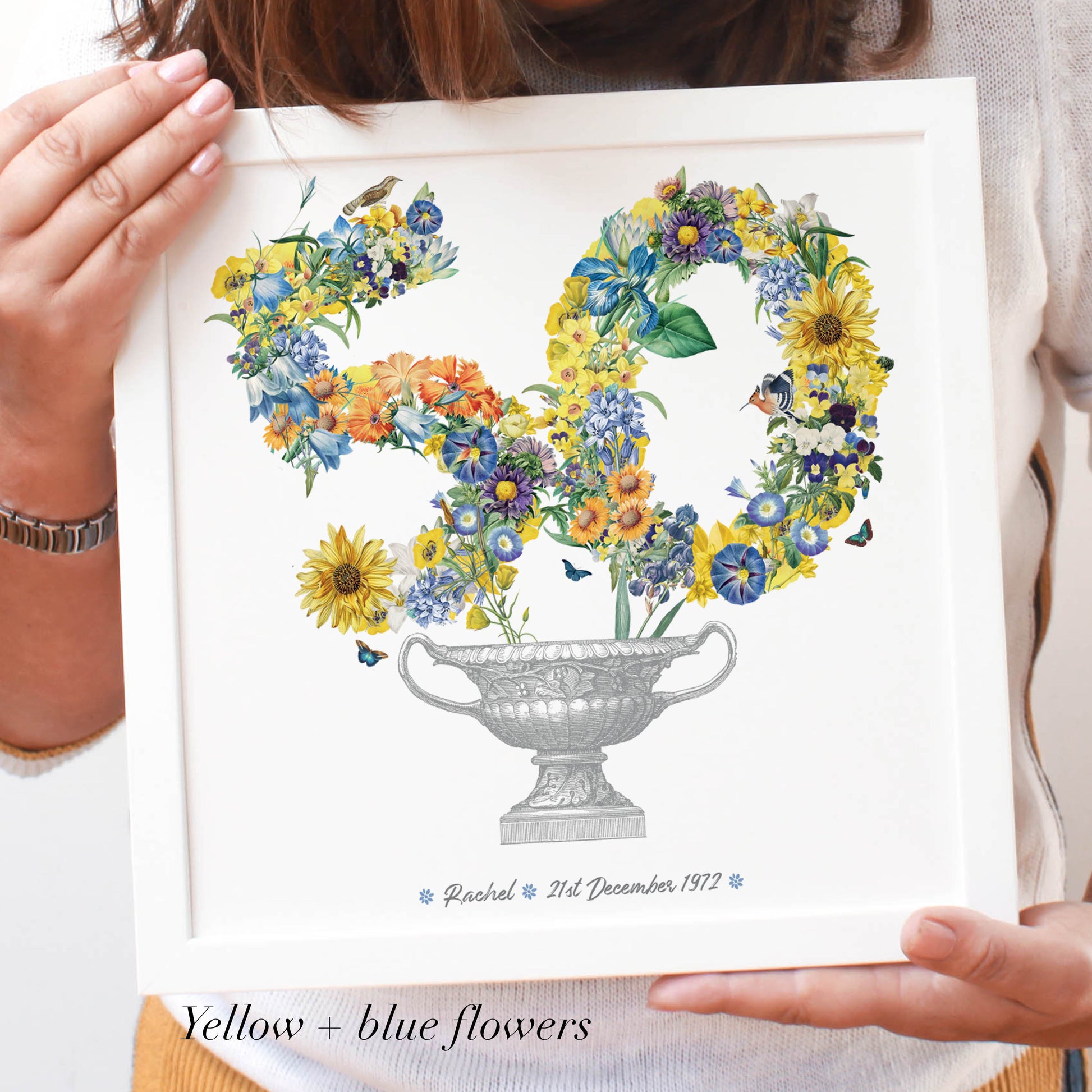50th birthday age gift in a white frame