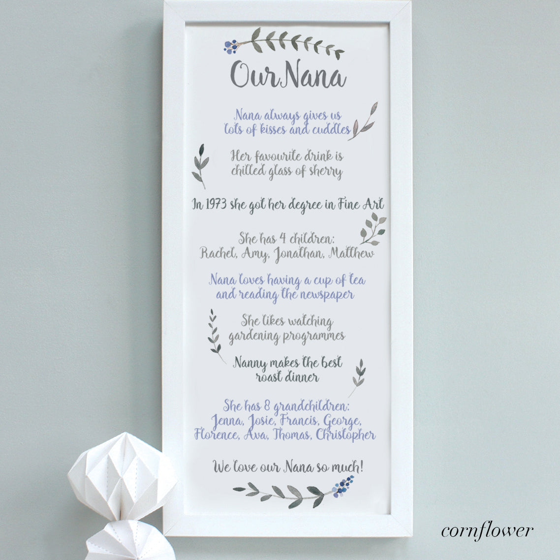 Personalised Our Nanny Framed Print