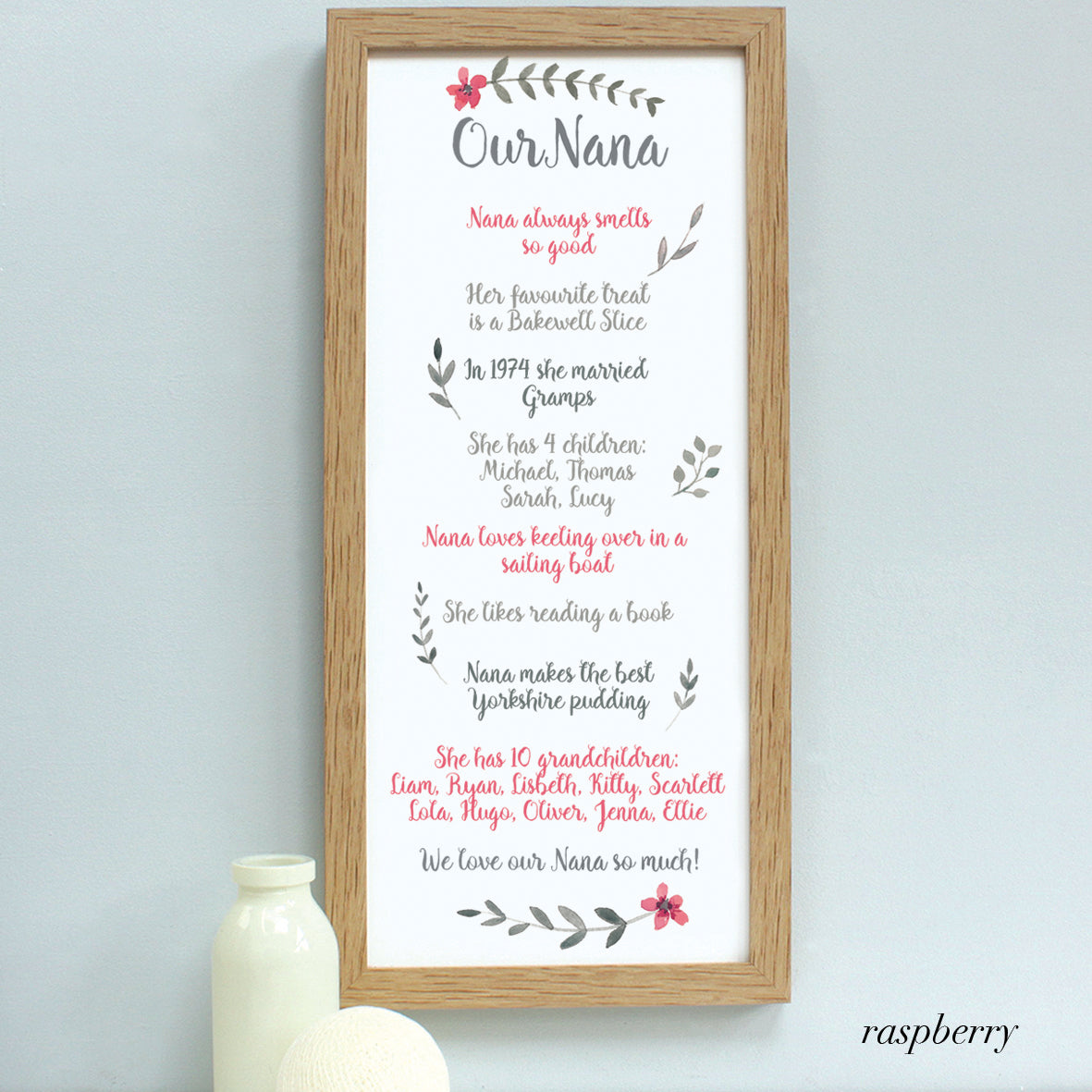 Personalised Our Nanny Framed Print