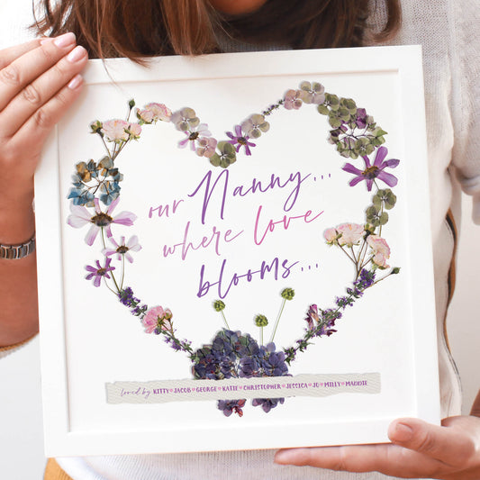 Personalised Pressed Flowers Grandchildren Framed Print