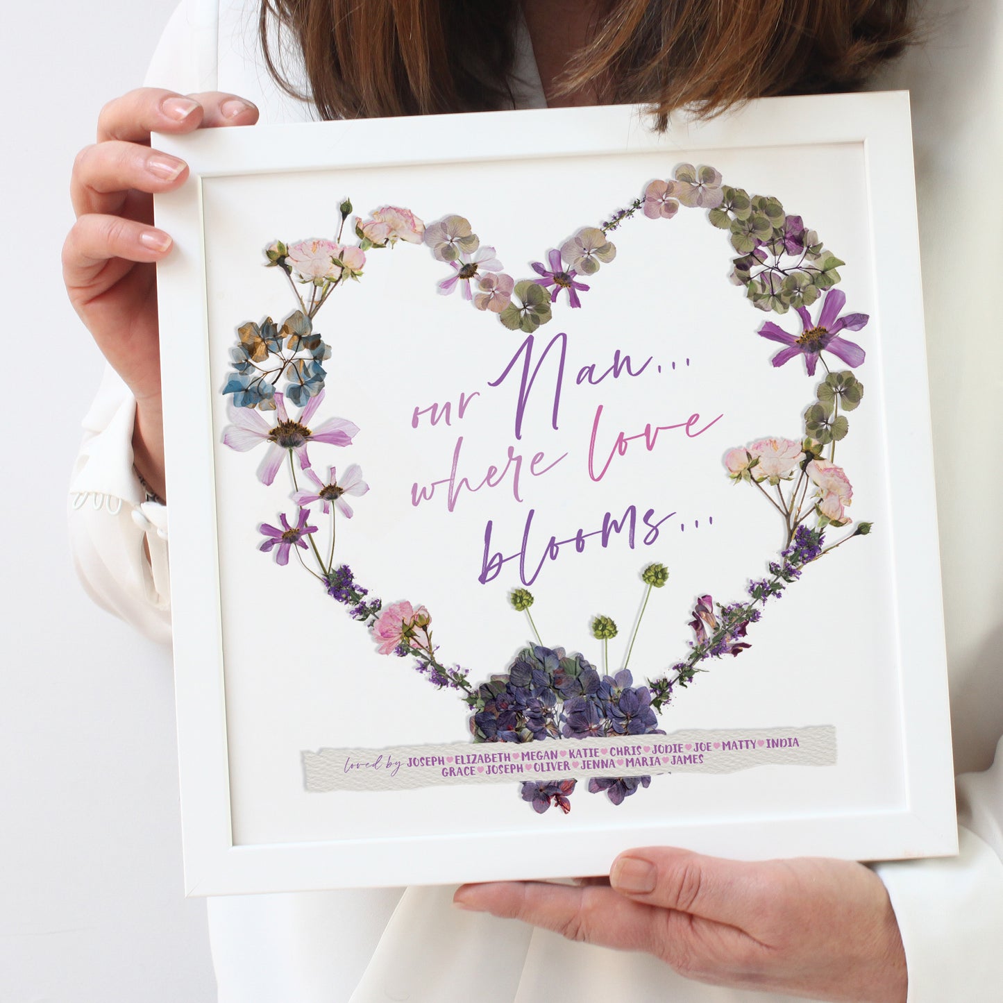 Personalised Pressed Flowers Grandchildren Framed Print