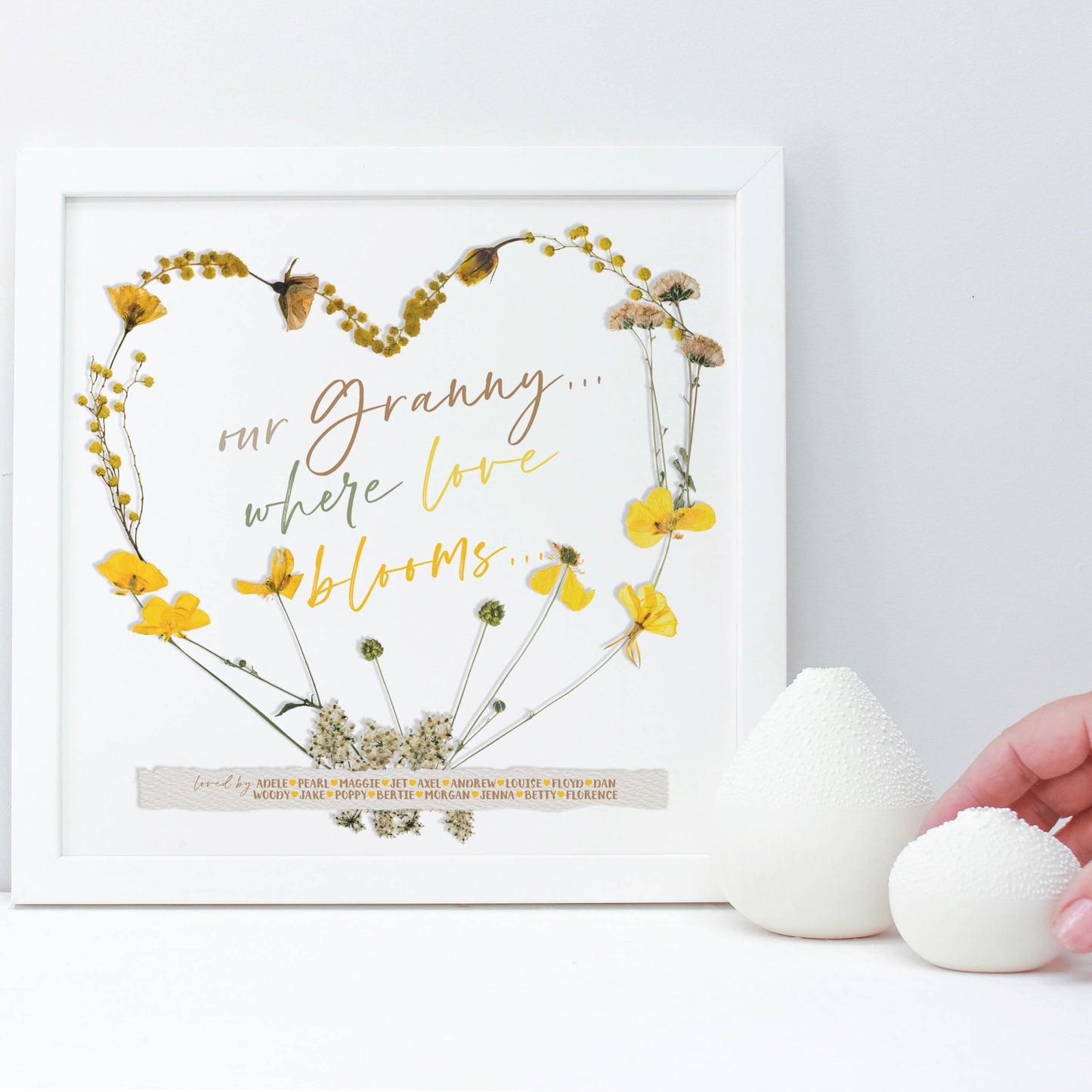 Personalised Pressed Flowers Grandchildren Framed Print