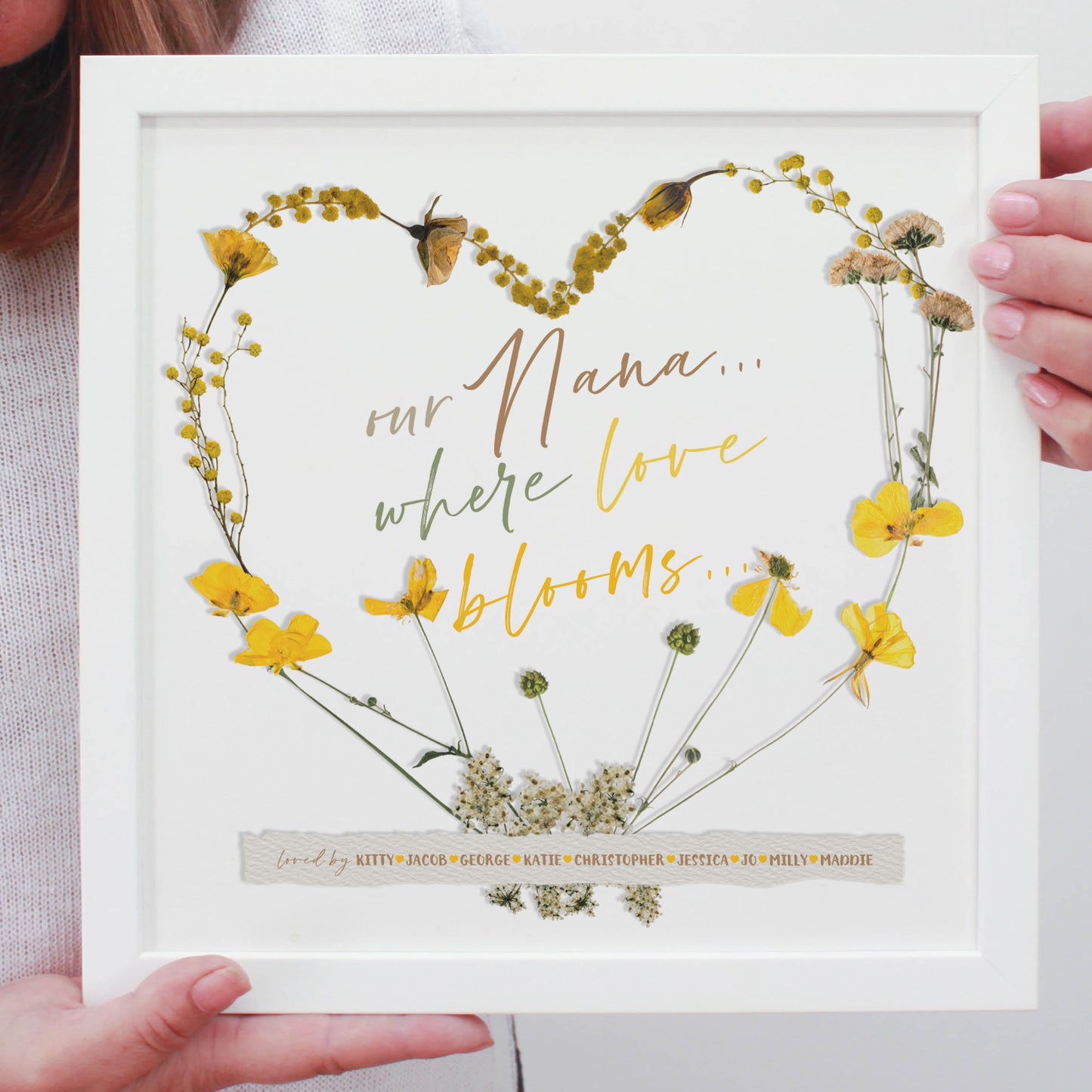 Personalised Pressed Flowers Grandchildren Framed Print