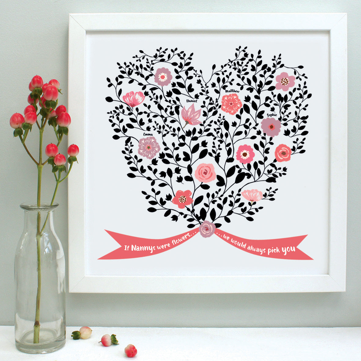 personalised nanny bouquet of grandchildren print