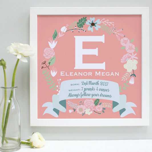 Personalised New Baby Framed Initial Print