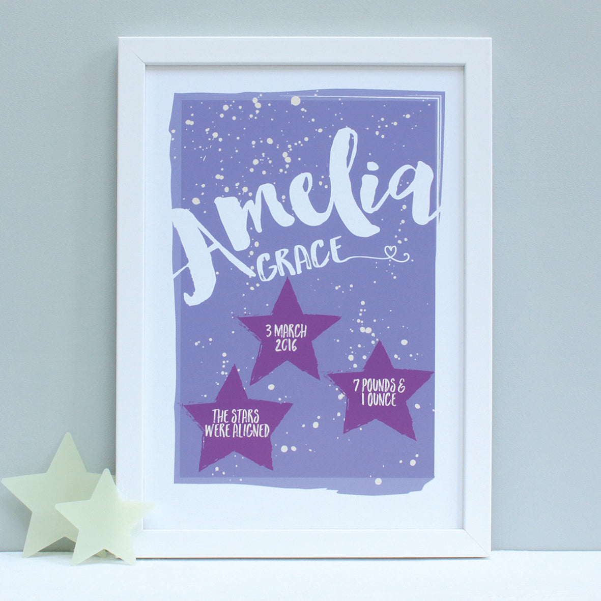 Personalised New Baby Stars Framed Print