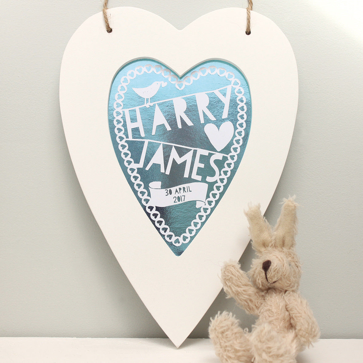 Personalised New Baby Rose Gold Heart