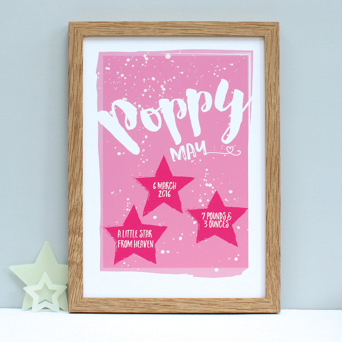 Personalised New Baby Stars Framed Print