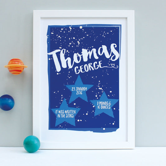 Personalised New Baby Stars Framed Print