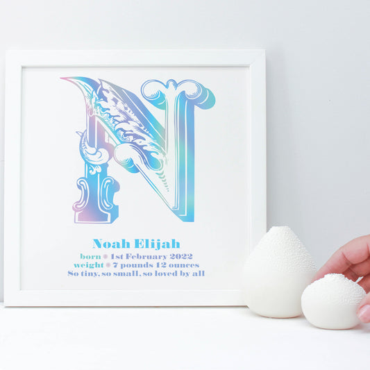 Personalised New Baby Fun Initials Print