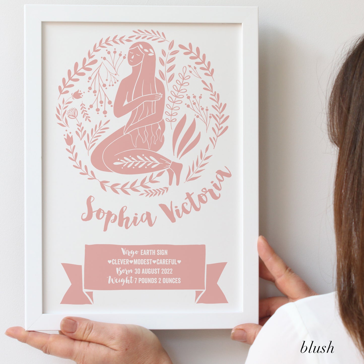 Personalised New Baby Zodiac Framed Print