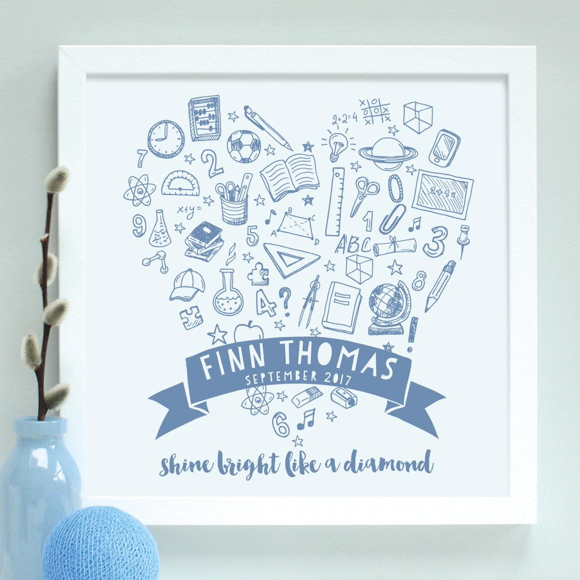 Personalised New School Doodles Framed Print