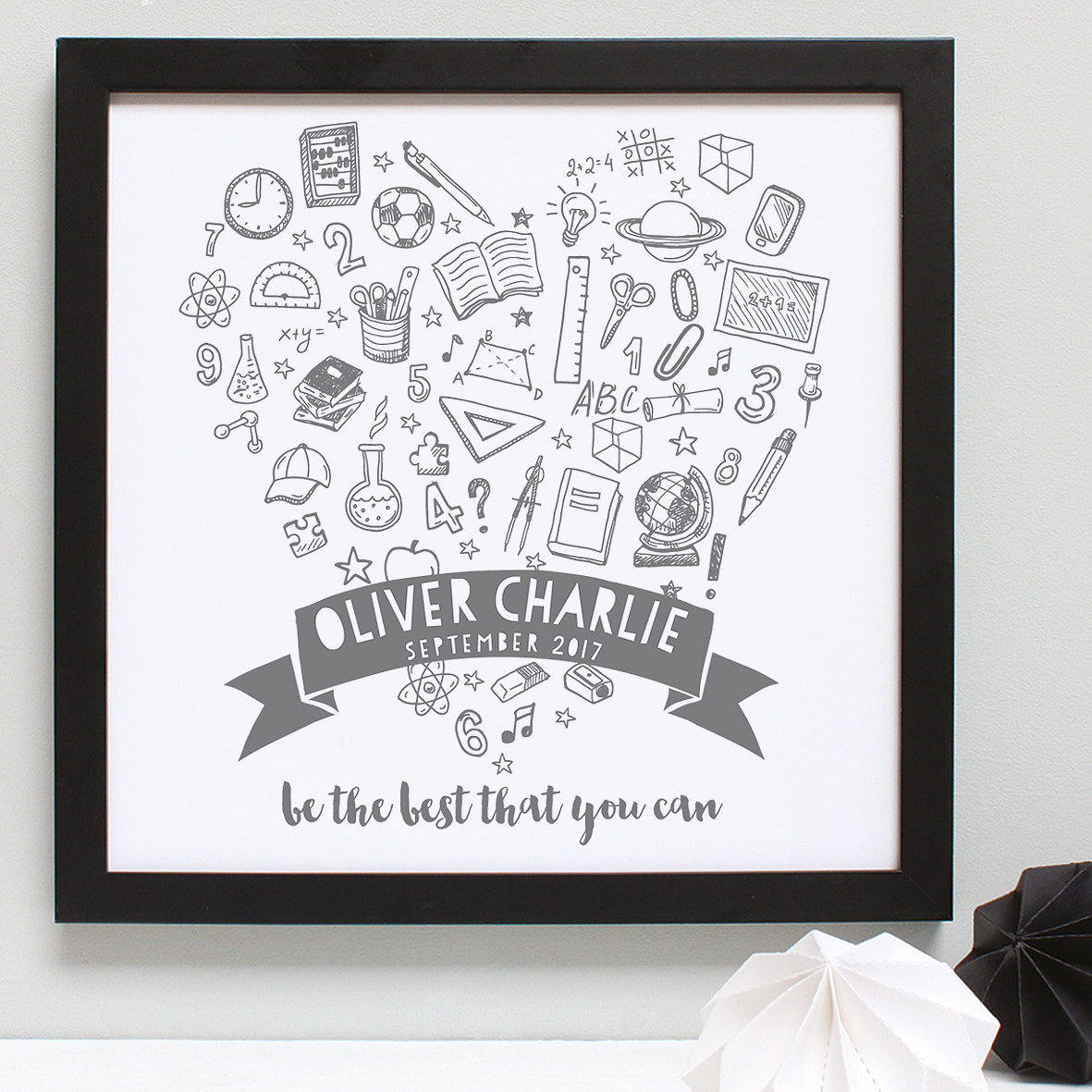 Personalised New School Doodles Framed Print