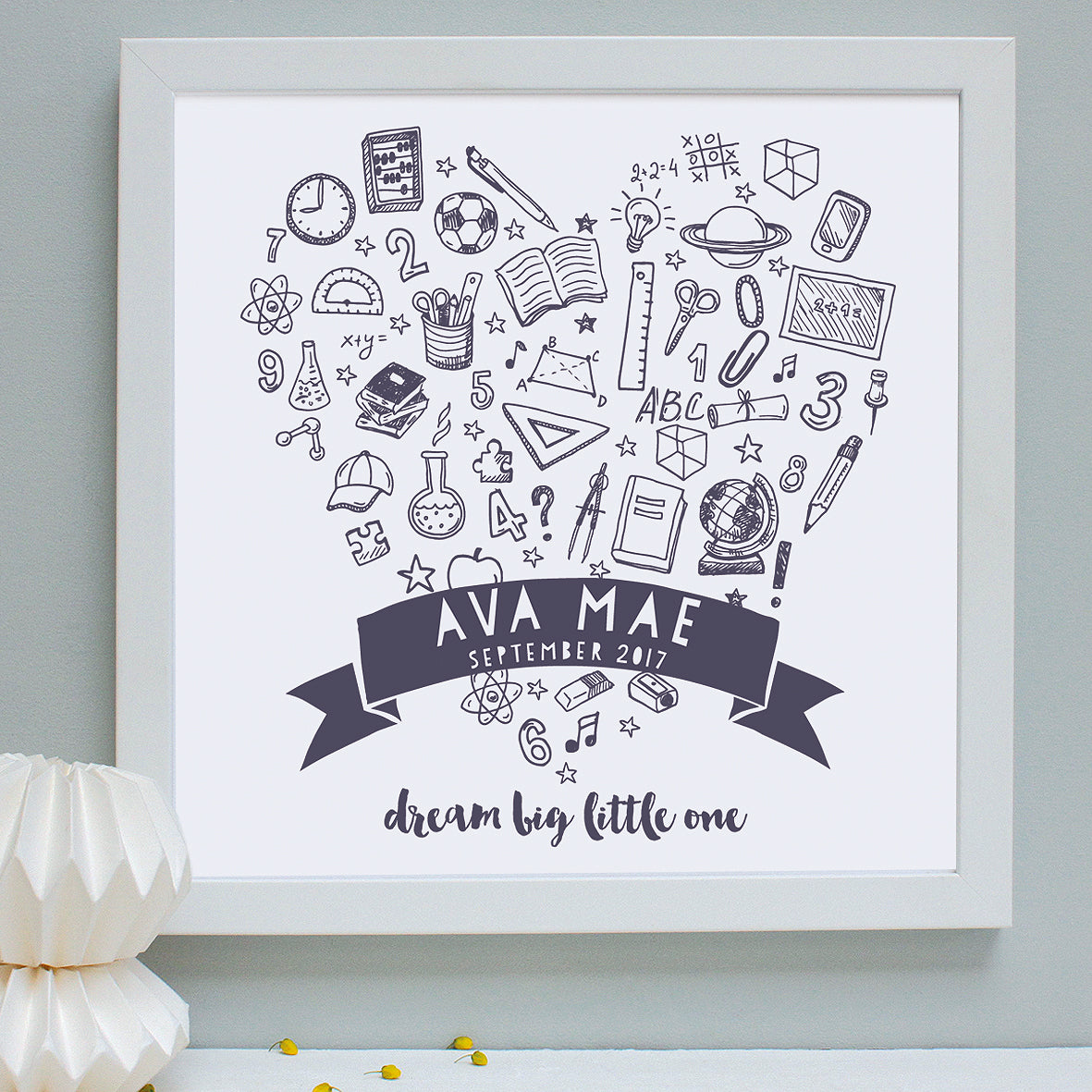 Personalised New School Doodles Framed Print