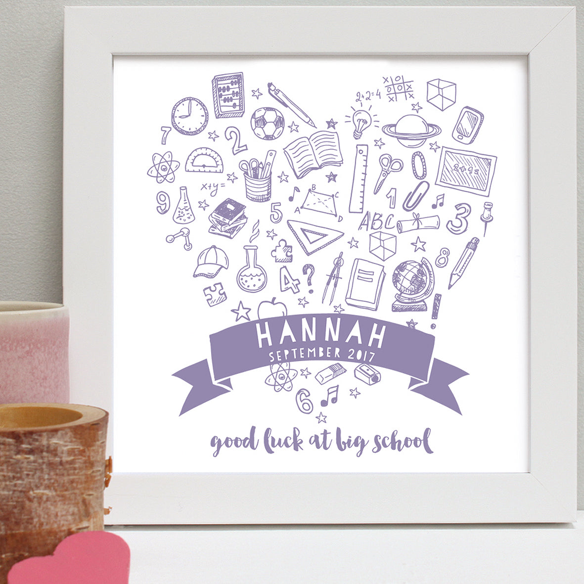 Personalised New School Doodles Framed Print