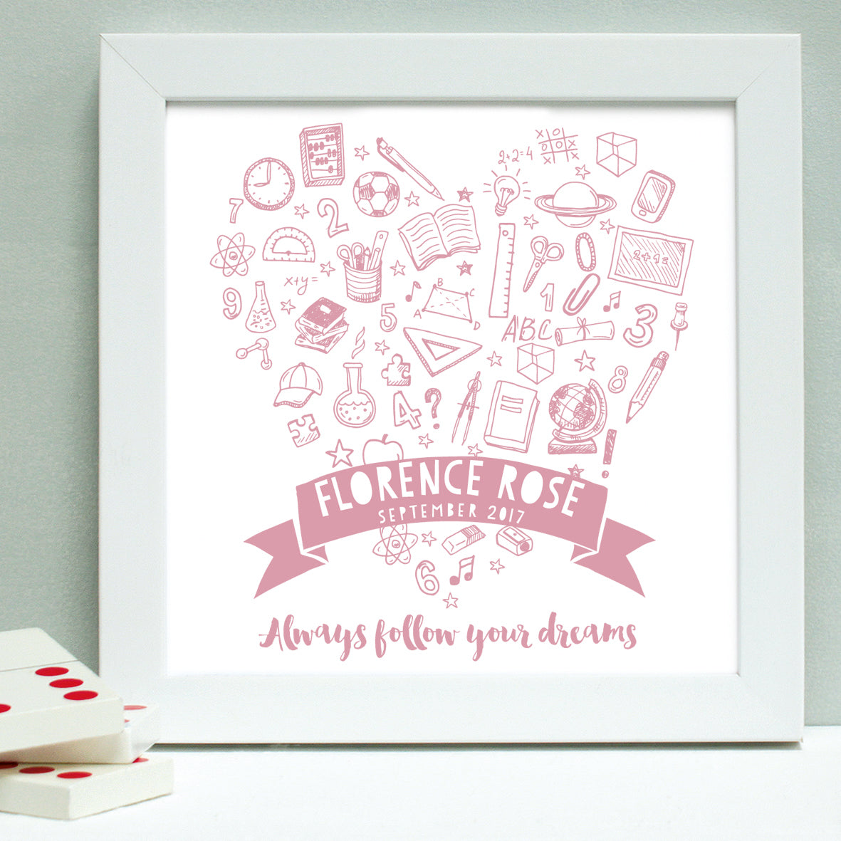 Personalised New School Doodles Framed Print