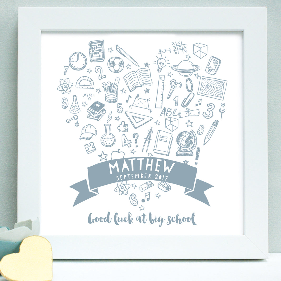 Personalised New School Doodles Framed Print