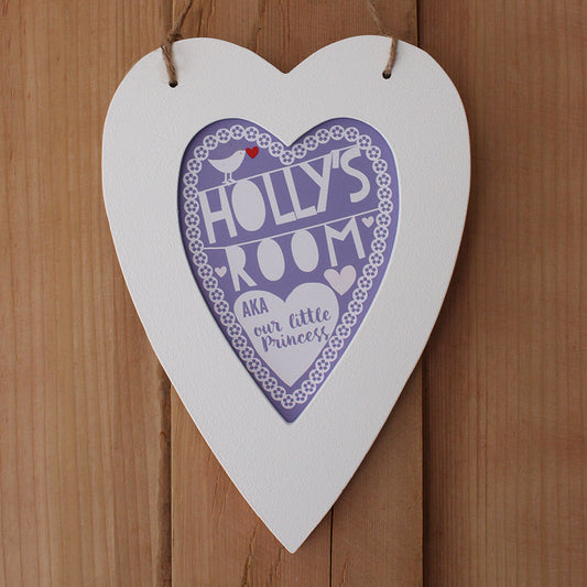 personalised grape child's room print, white heart frame