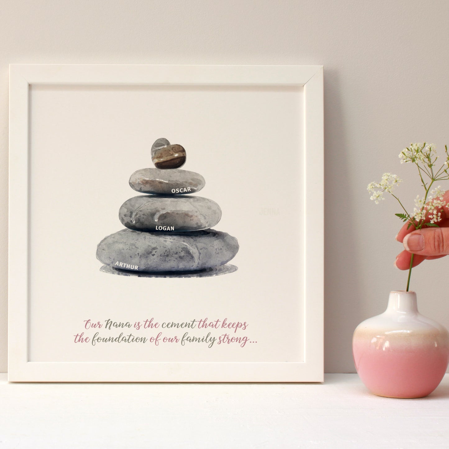 Personalised Pebbles Family Tree Framed Print