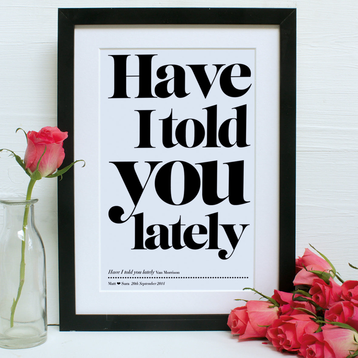 personalised favourite song print, black frame