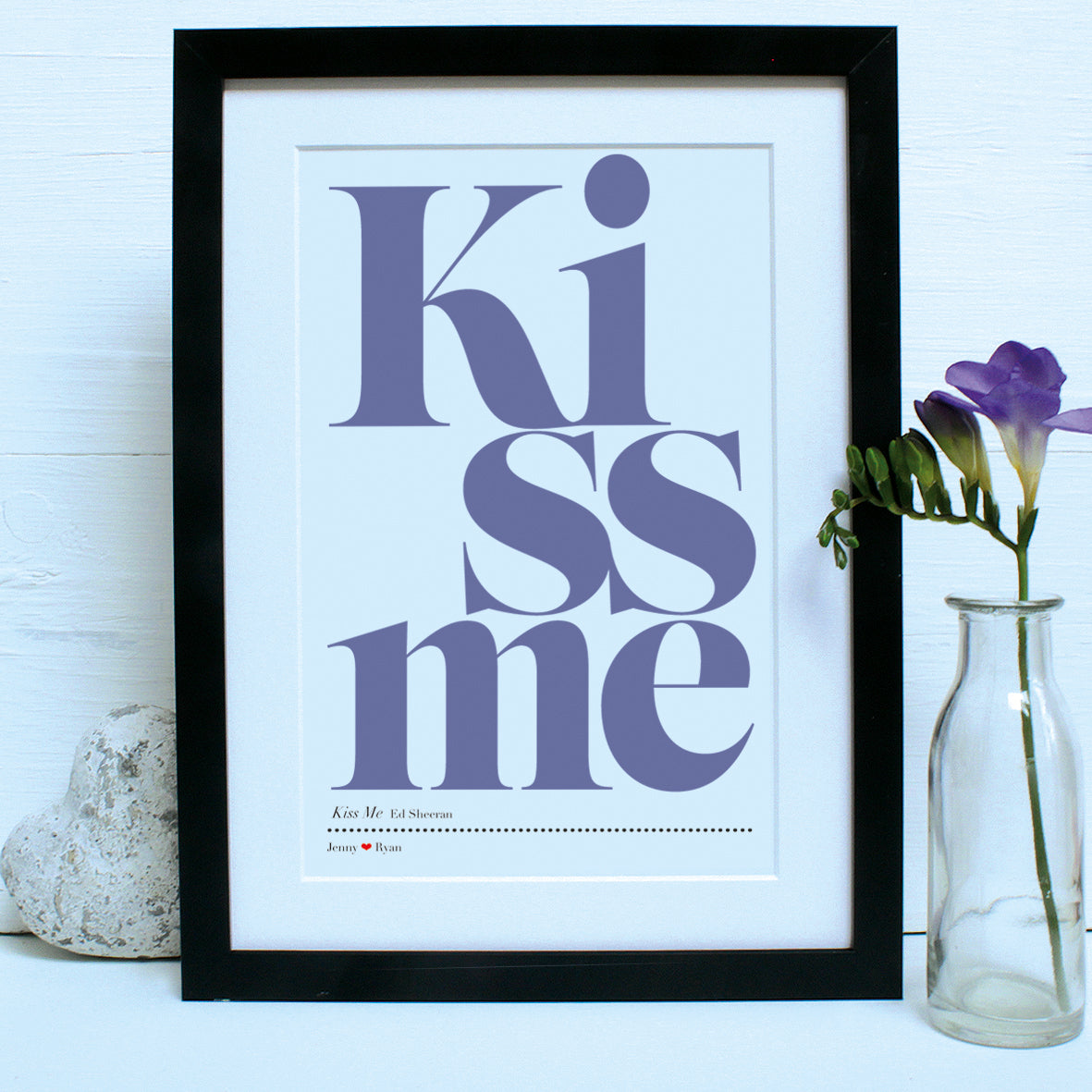 personalised favourite song print, black frame