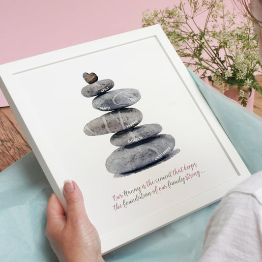 Personalised Pebbles Family Tree Framed Print