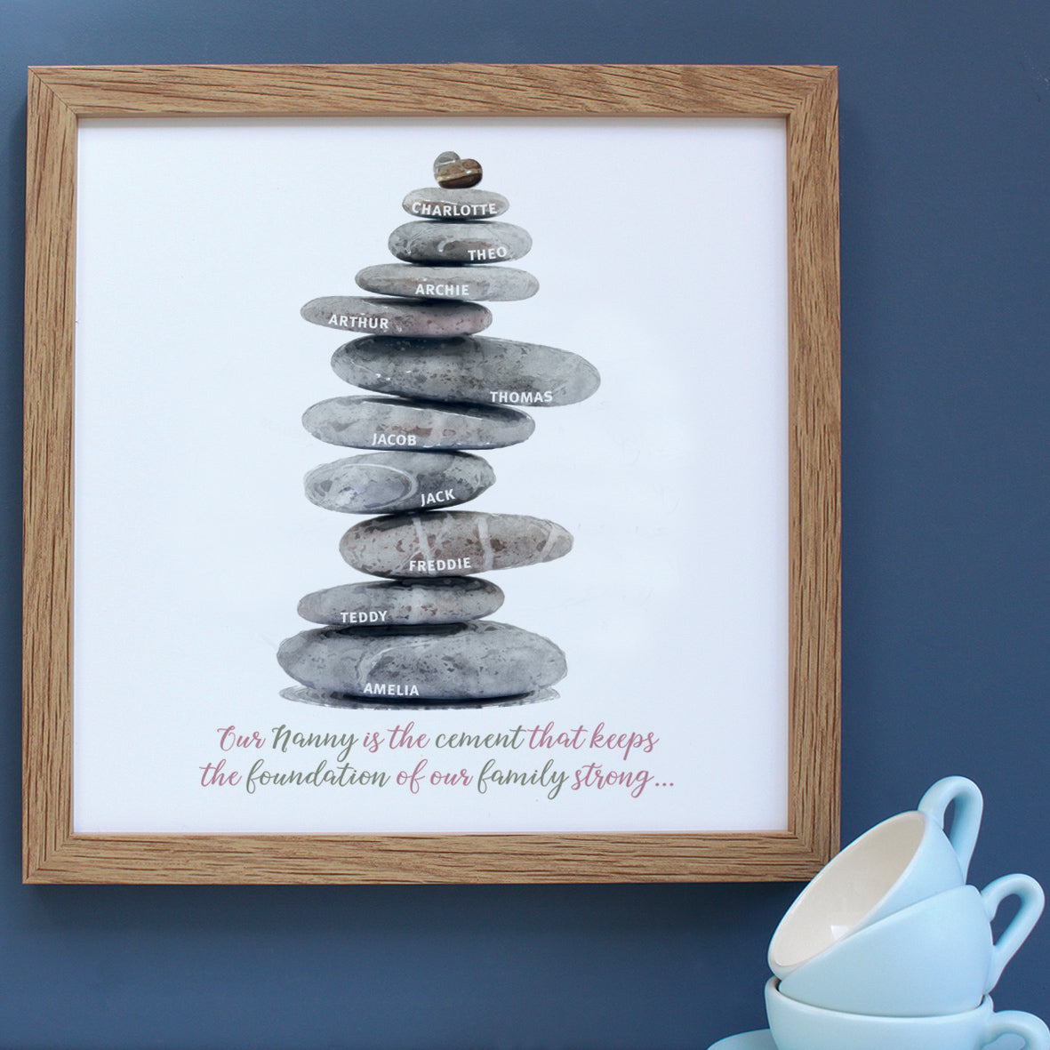 Personalised Pebbles Family Tree Framed Print