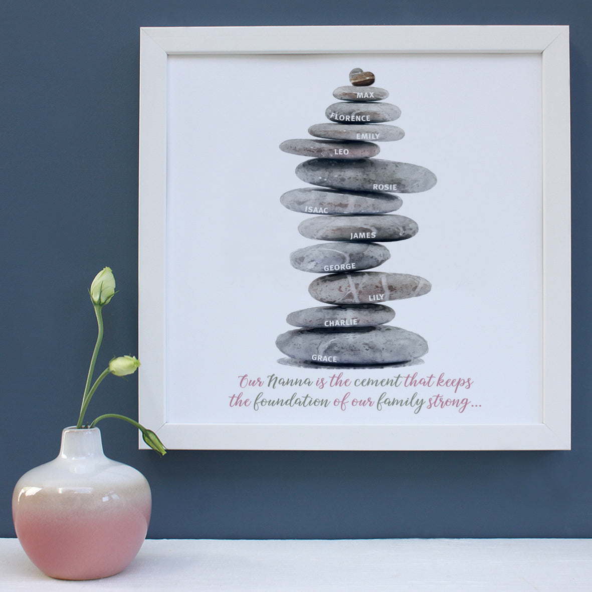 Personalised Pebbles Family Tree Framed Print