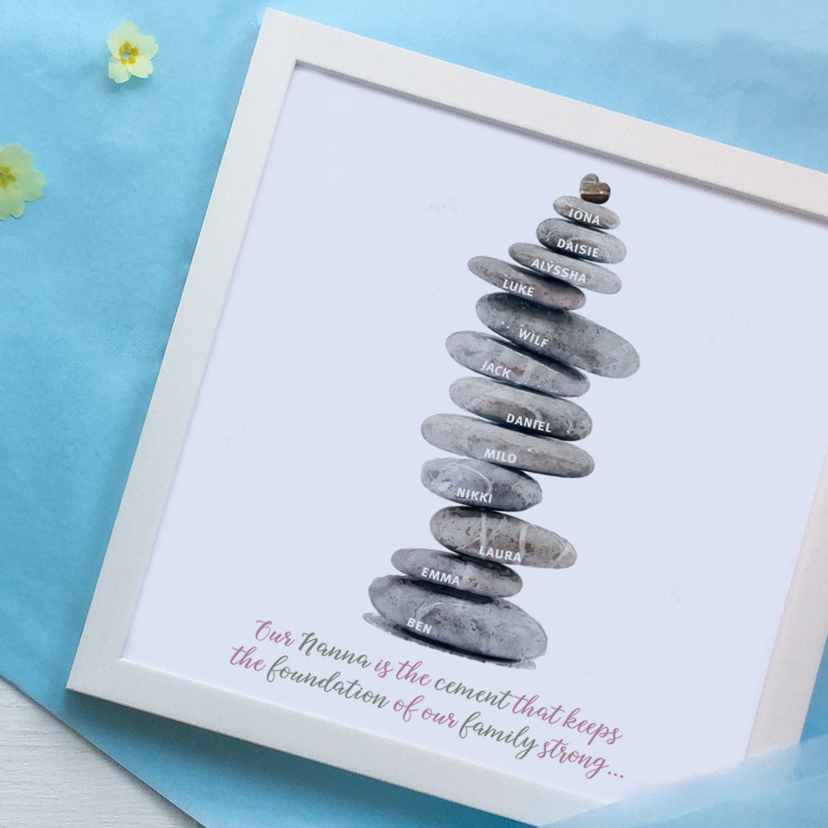 Personalised Pebbles Family Tree Framed Print