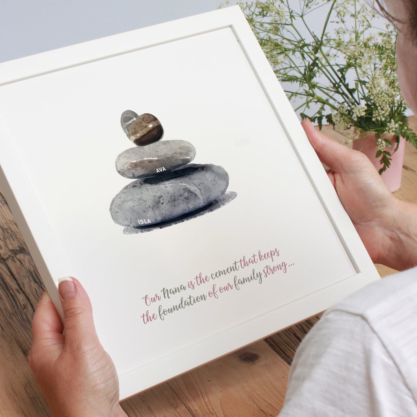 Personalised Pebbles Family Tree Framed Print