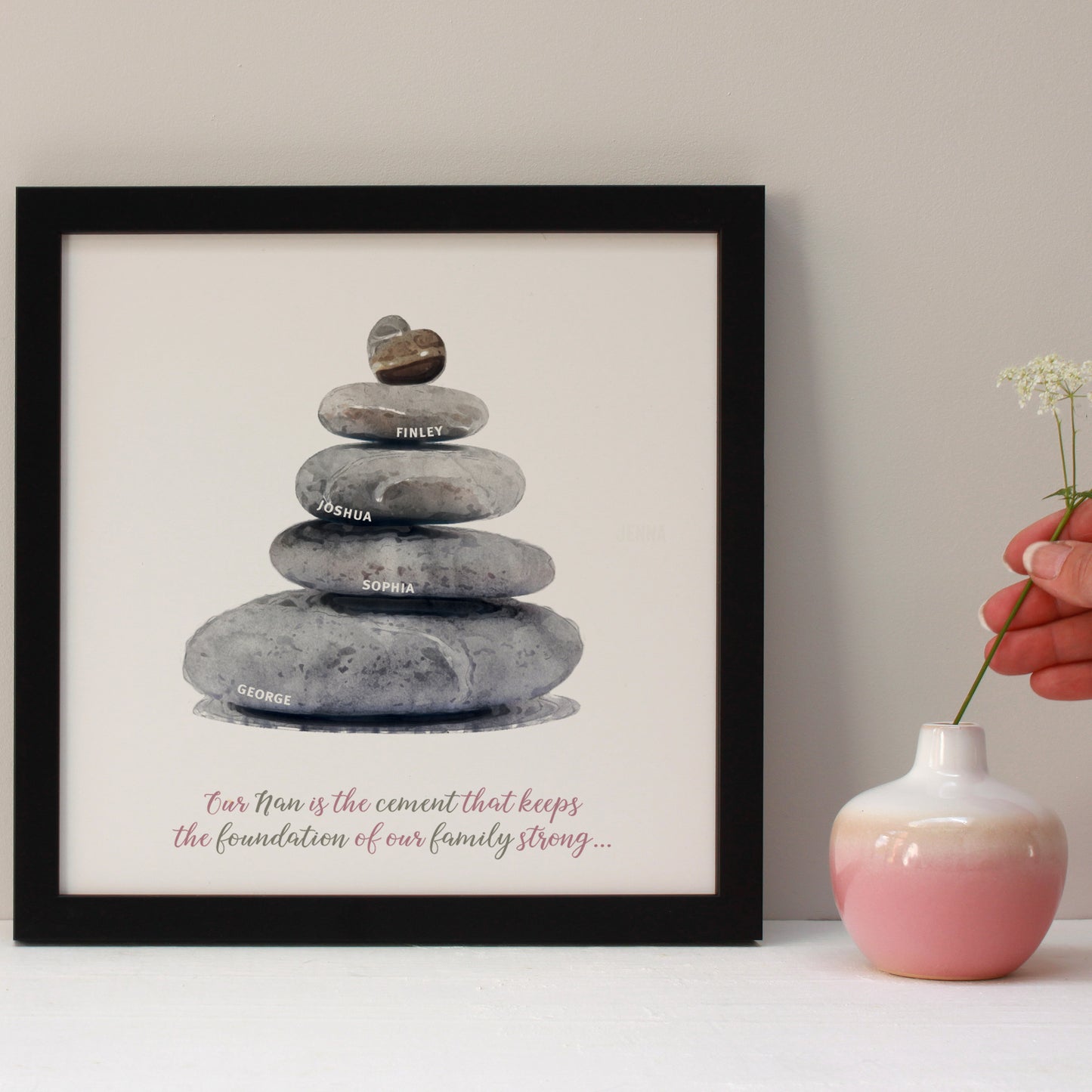 Personalised Pebbles Family Tree Framed Print