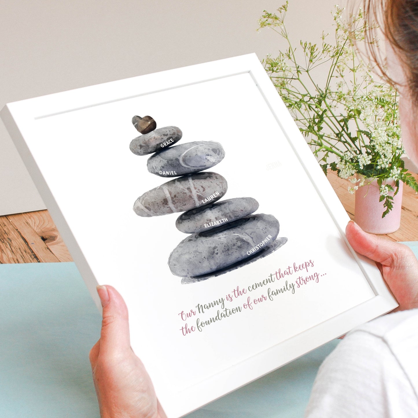 Personalised Pebbles Family Tree Framed Print