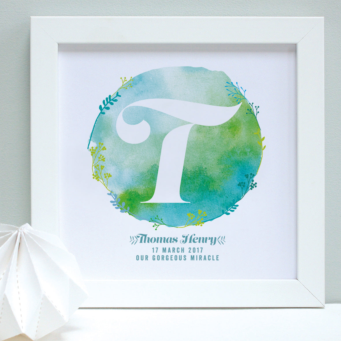 Personalised New Baby Watercolour Framed Print