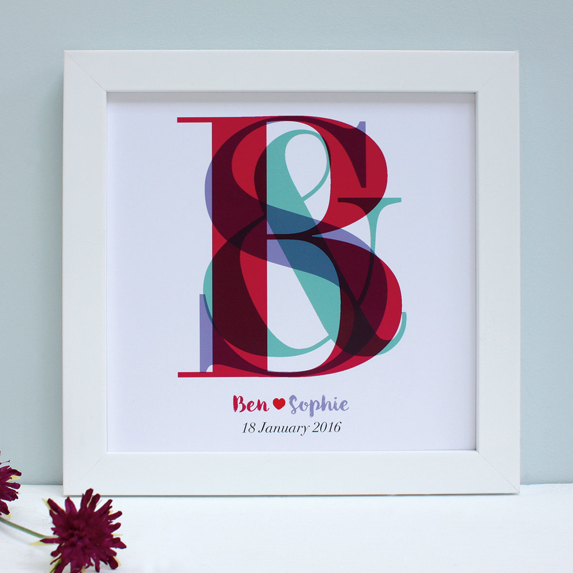 Wedding Gift for a couple with monogram overalpping letters