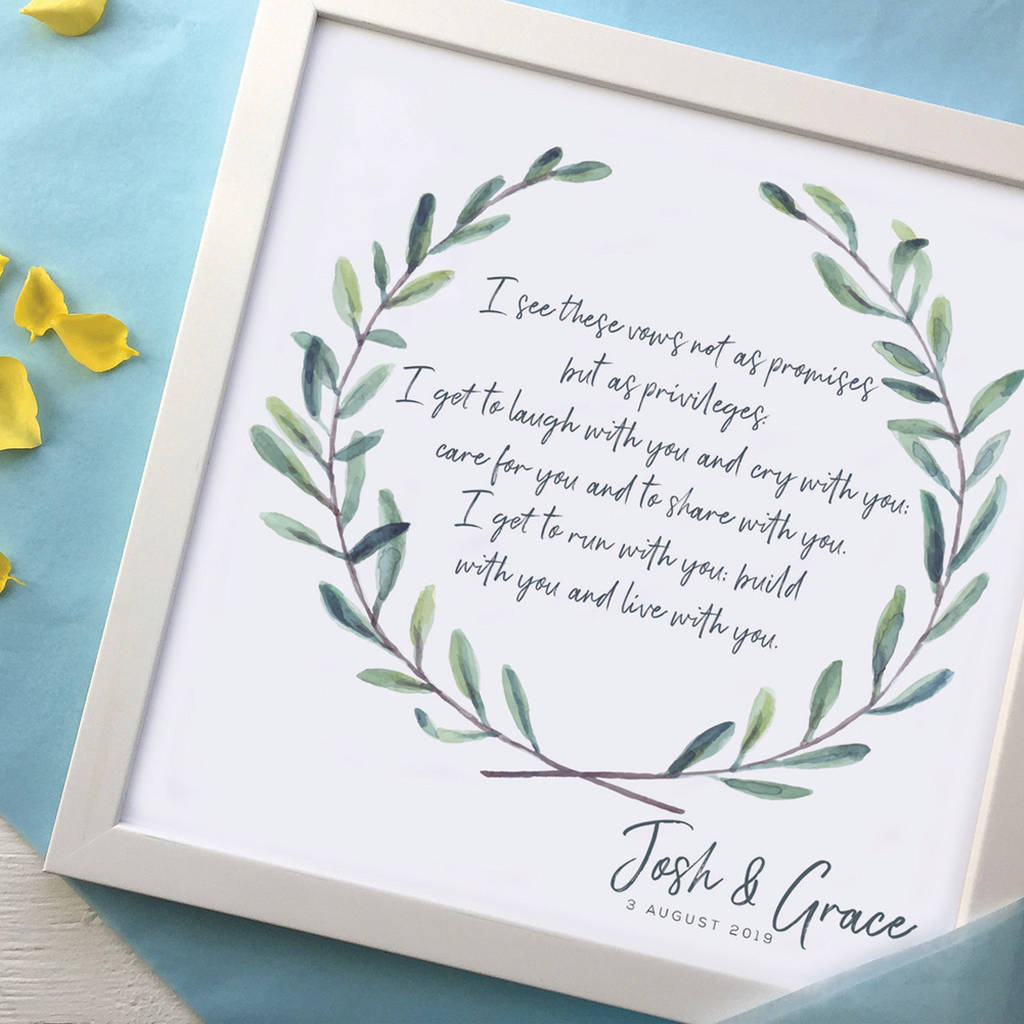 Personalised Wedding Vows Framed Print