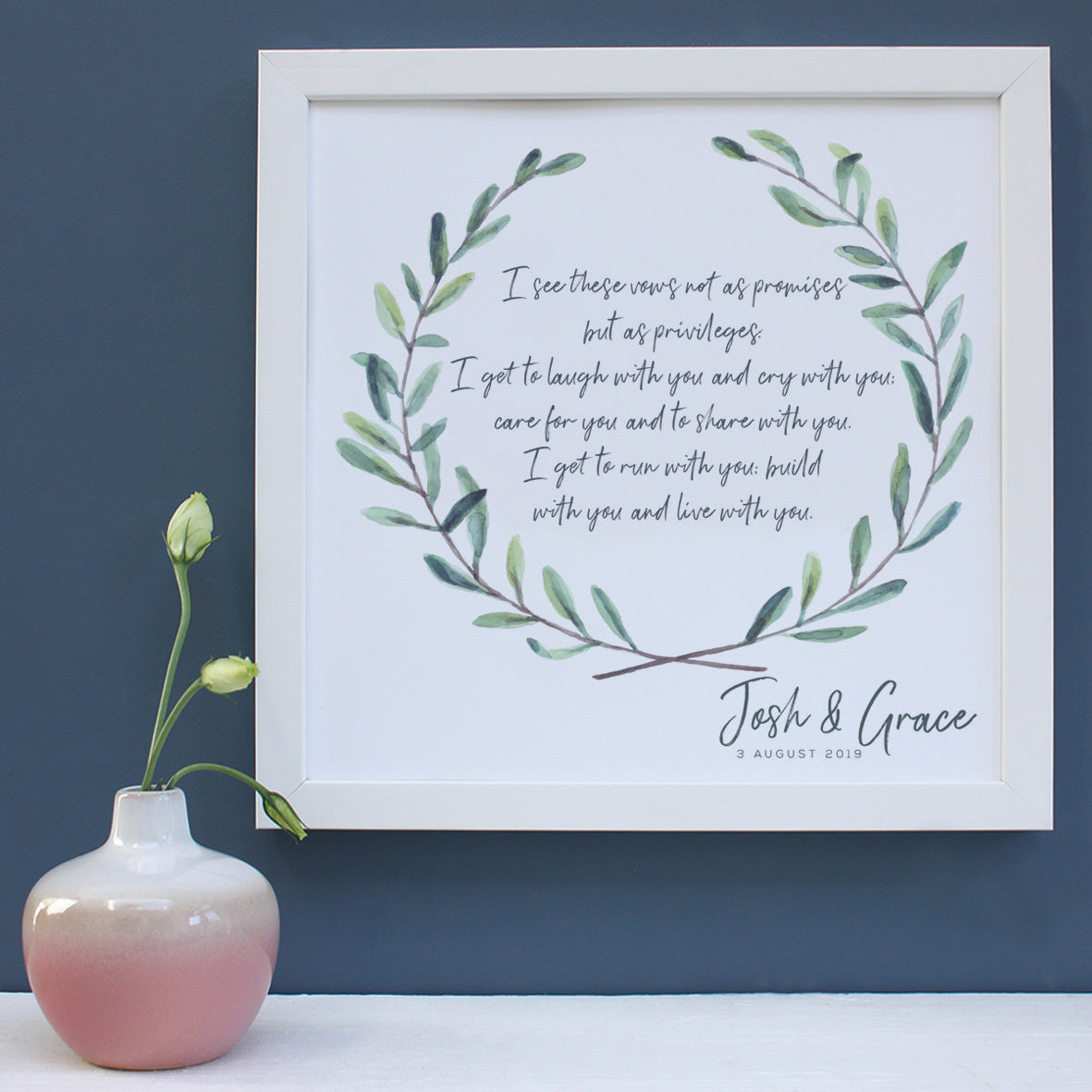 Personalised Wedding Vows Framed Print
