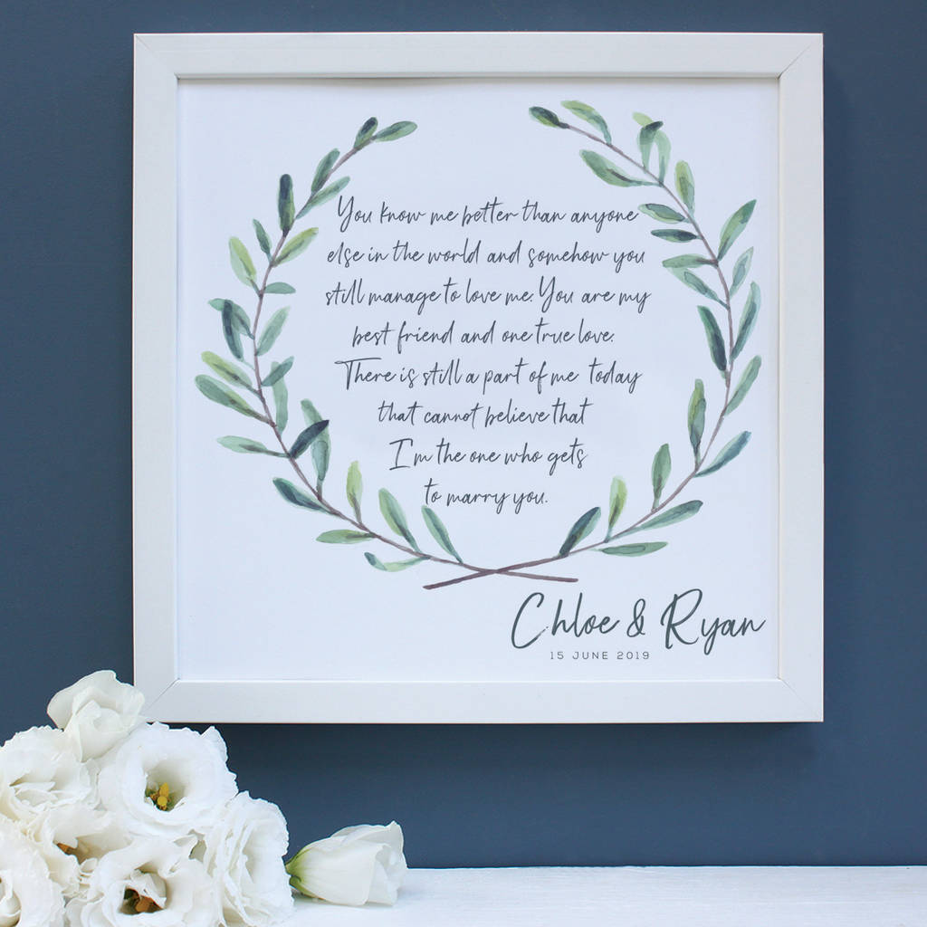 Personalised Wedding Vows Framed Print