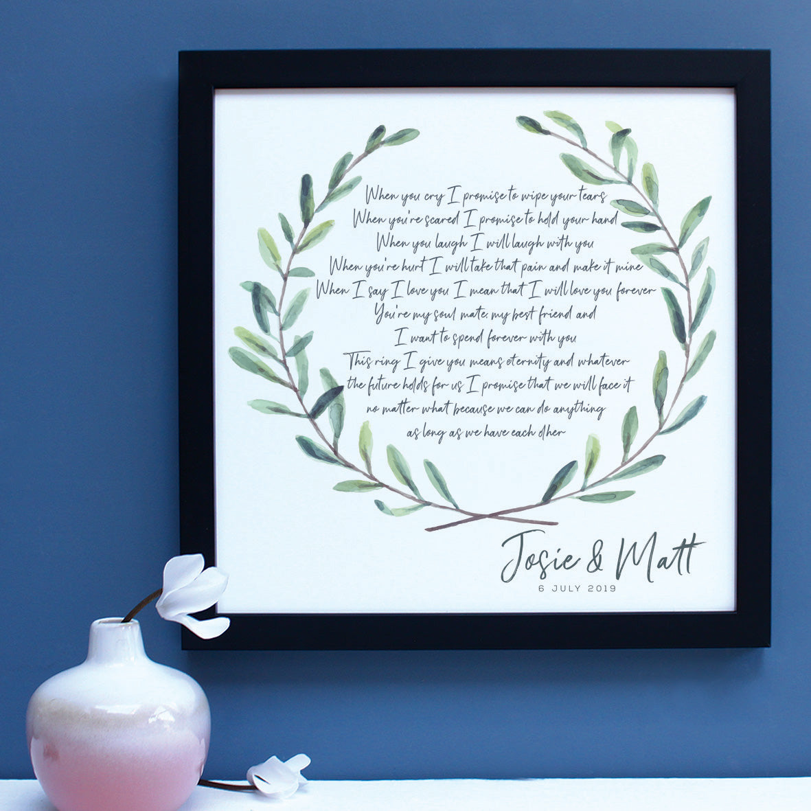 Personalised Wedding Vows Framed Print