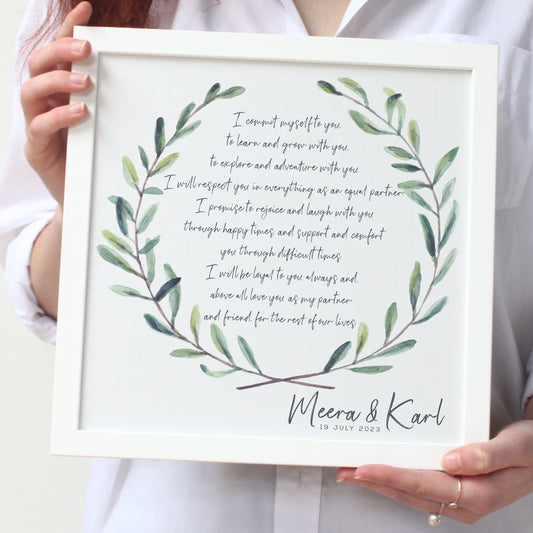 Personalised Wedding Vows Framed Print