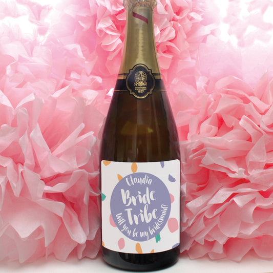personalised violet bride tribe labels, hen party