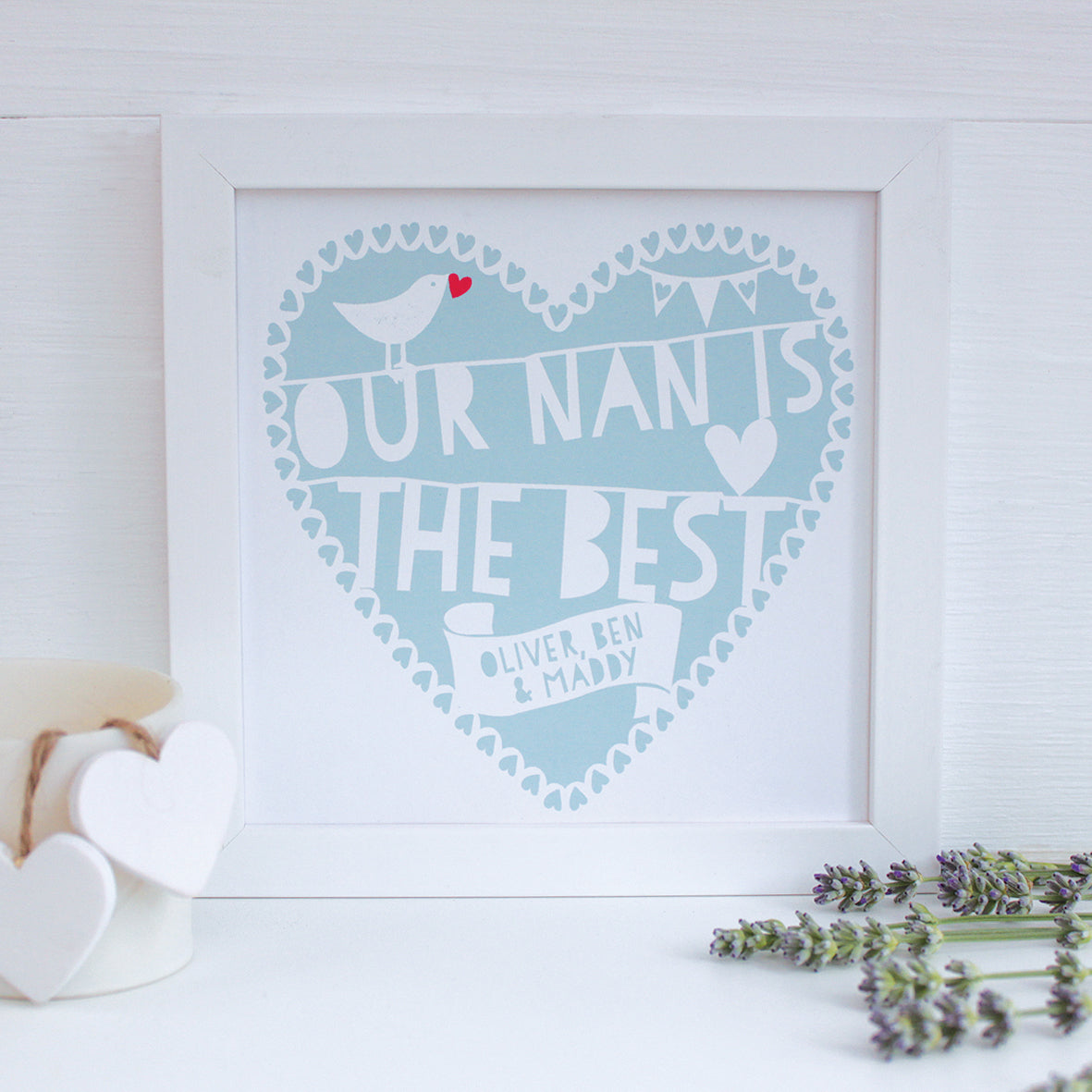 personalised the best nan print, duck egg blue
