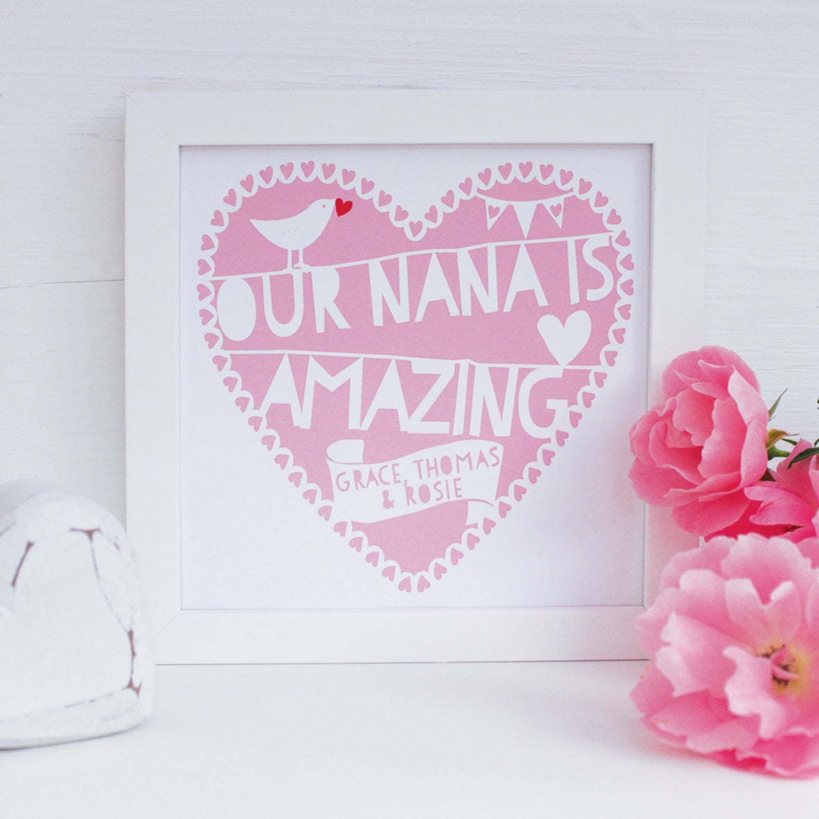 personalised amazing nana print, raspberry
