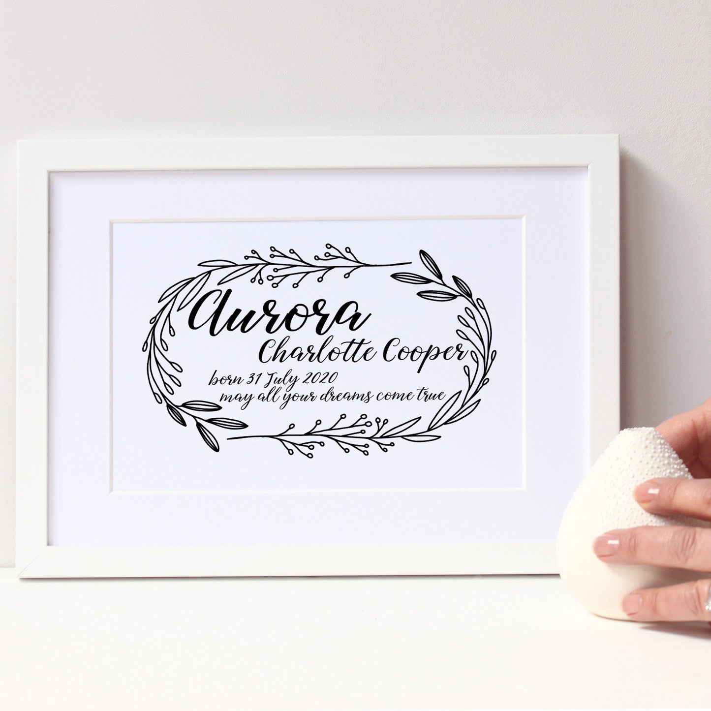 Personalised New Baby Vintage Framed Print